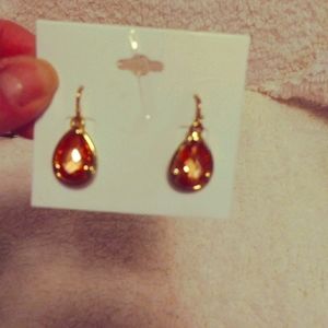 Amber Faceted Gold Earrings
